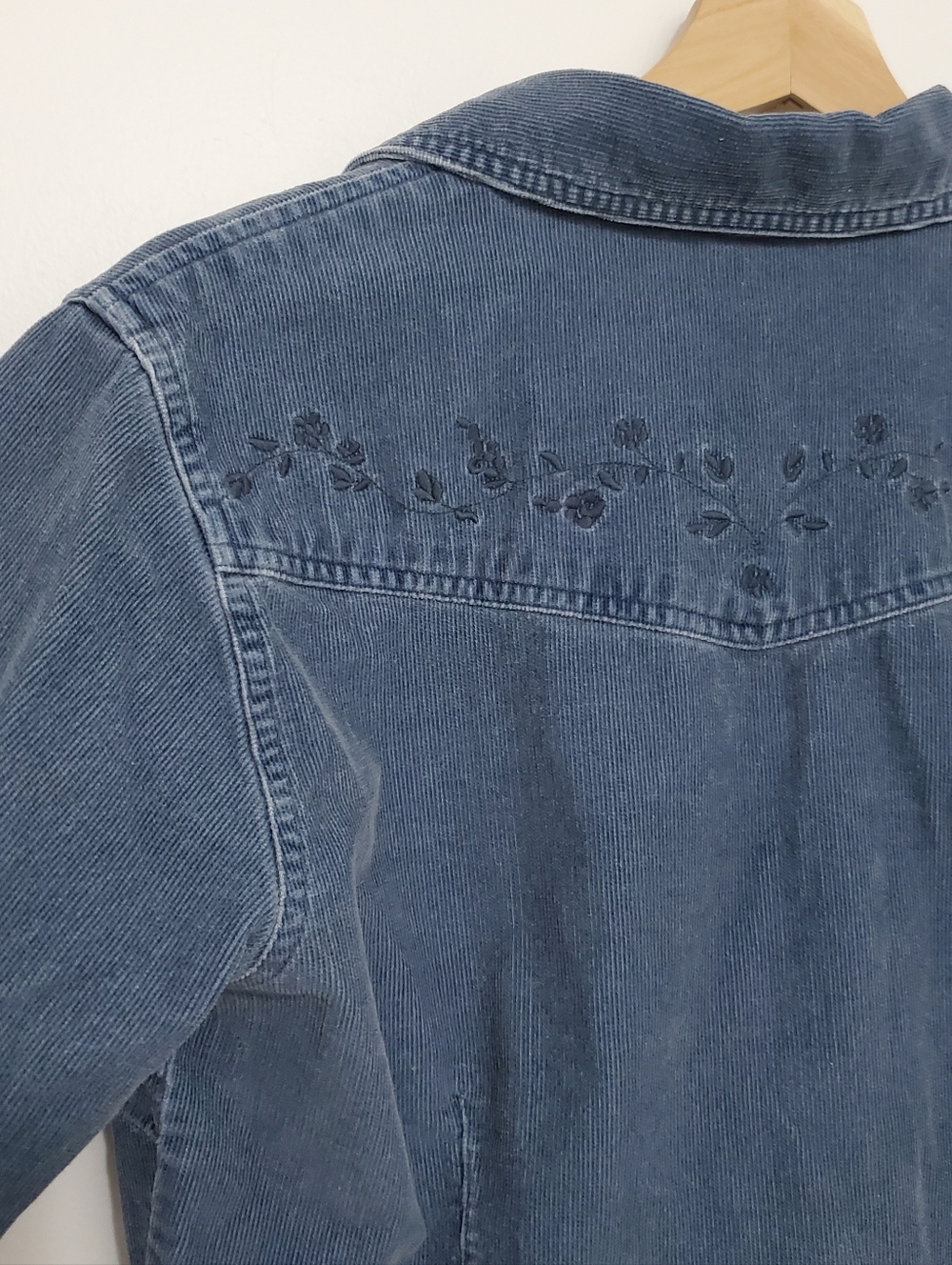 Vintage eddie Bauer Blue Flower Western Cordrouy Button Down Shirt Petite Small